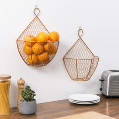 Copper Metal Wire Wall Hanging Produce Baskets, Set of 3 – MyGift