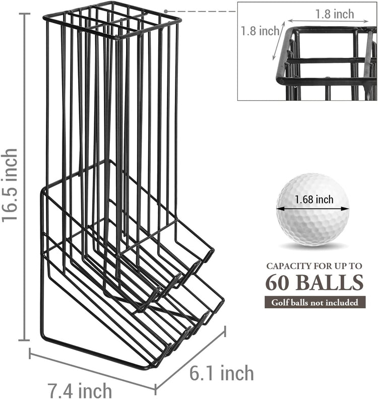 Golf Ball Basket Holder, Matte Black Metal Wire Golf Ball Dispenser and Countertop Display Rack-MyGift