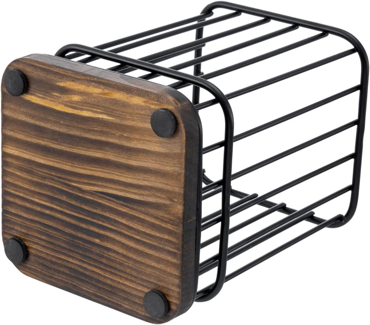 Kitchen Pot Rack w/ Rustic Burnt Wood & Industrial Black Metal Wire – MyGift