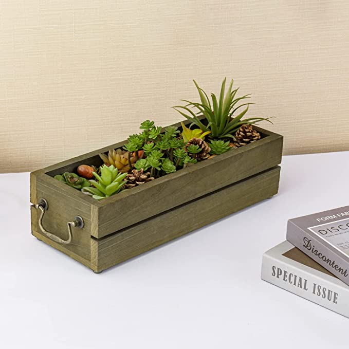 Wood Boxes For Centerpieces Rectangular Succulent Planter Plant Container  Box Organizer Vintage Rustic Planter Pot 