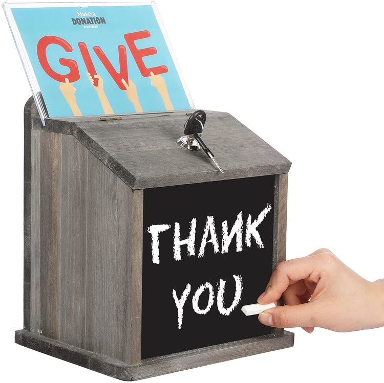Clear plastic Tip box and donation box with lock