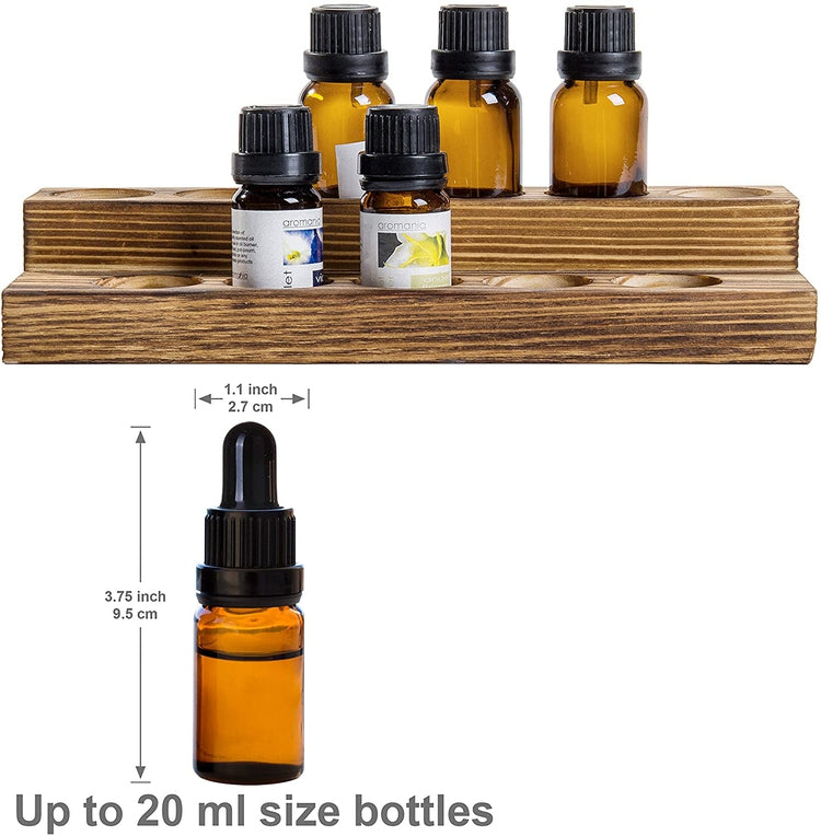 2-Tier Burnt Wood Essential Oil Display Stand, Cosmetic Organizer Rack - Holds up to 11 Bottles-MyGift