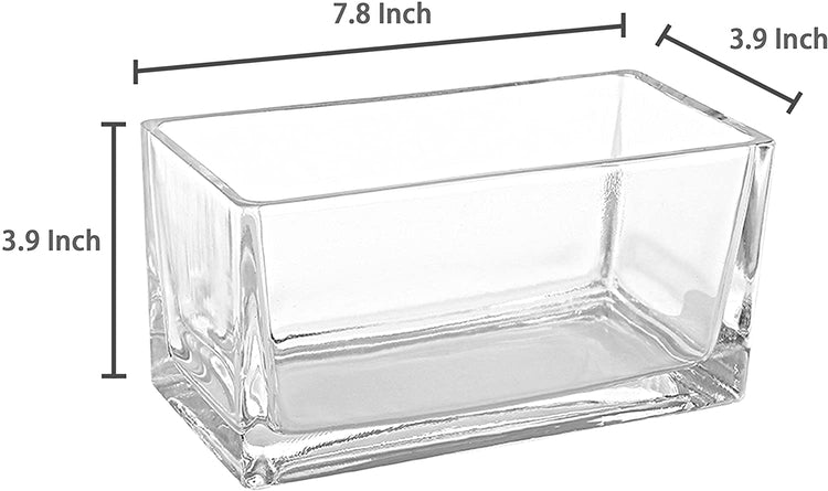 Modern Rectangular Clear Glass Trough Vase, 7.5-Inch Succulent Planter Pot-MyGift