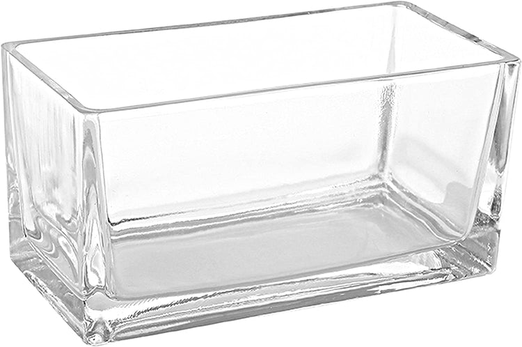 Modern Rectangular Clear Glass Trough Vase, 7.5-Inch Succulent Planter Pot-MyGift