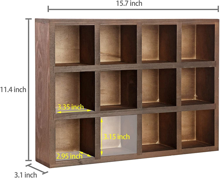 12 Compartment Freestanding or Wall Mounted Shadow Box / Display Shelf