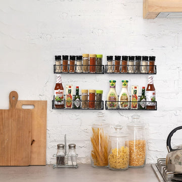 Talented Kitchen 4 Stainless Steel Spice Racks Wall Mount Organizer for  Cabinet Door w/ 24 Empty 4oz Glass Jars, 269 Clear Seasoning Labels, 2  Styles - ShopStyle