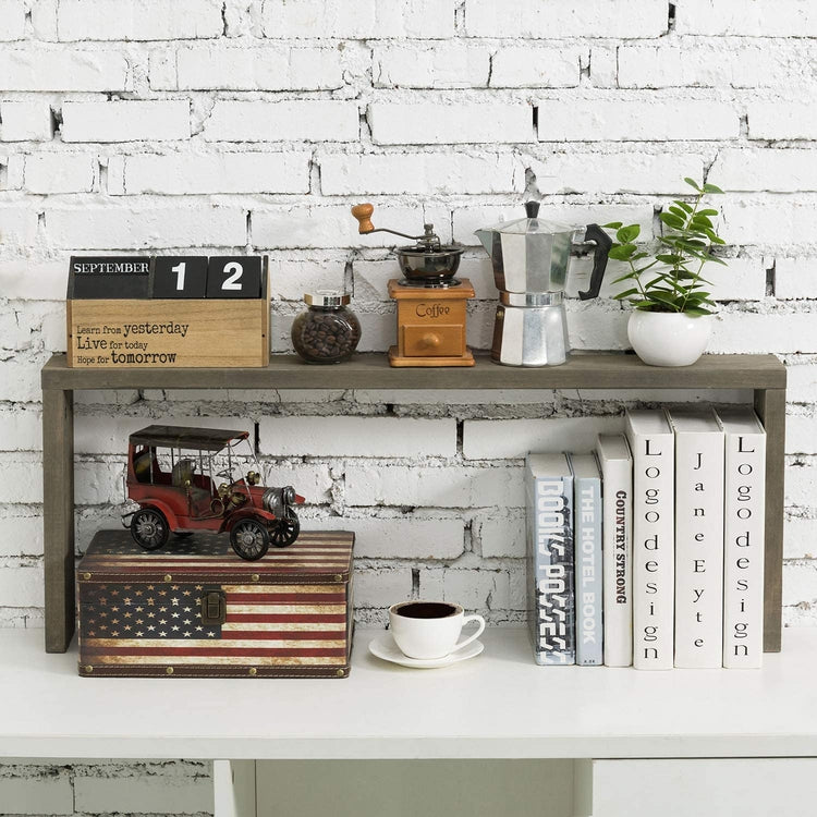 33 Inch Vintage Gray Wood Over The Stove Shelf, Oven Display Storage-MyGift