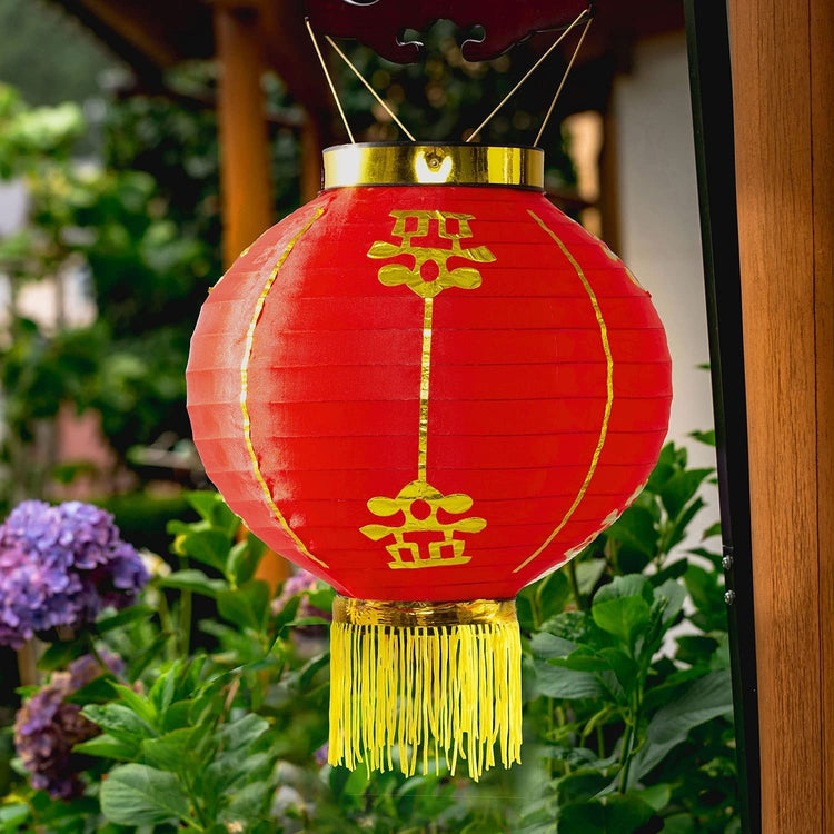 Set of 4, Red Chinese Decorative Hanging Party Lantern Asian Decorations-MyGift