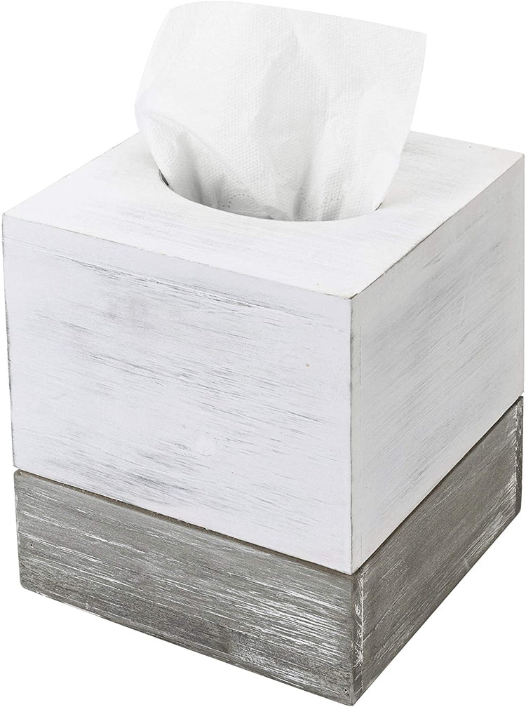 TISSUE BOX COVER, Wood Kleenex Holder, Square, Kitchen Bathroom, Wooden  distressed