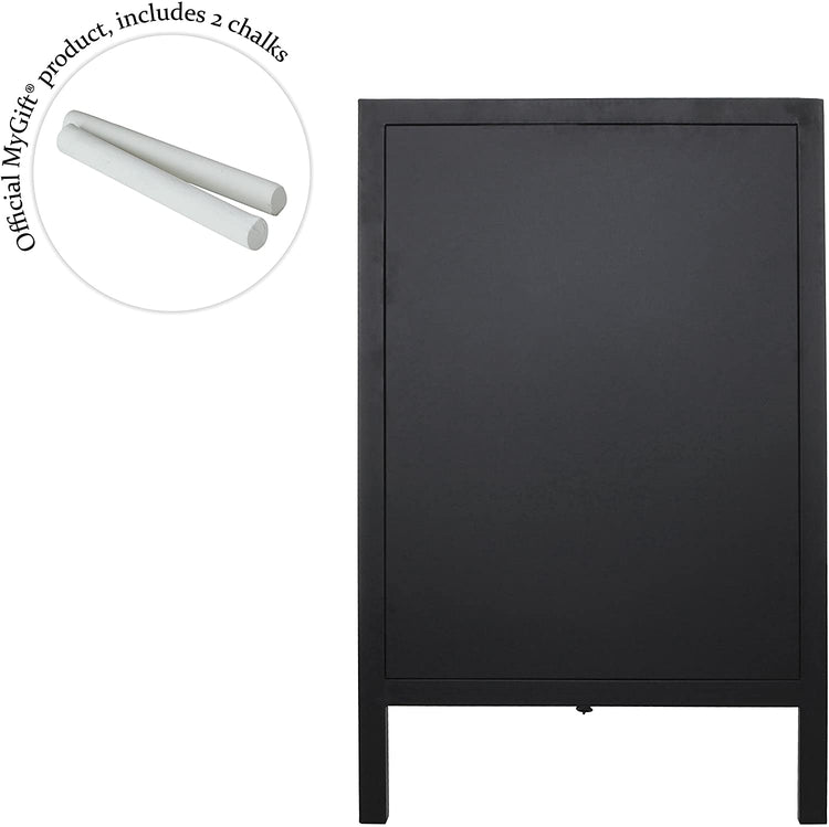 Freestanding Black Metal A-Frame Chalkboard, Double Sided Erasable Blackboard Sidewalk Sign-MyGift