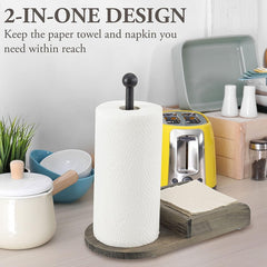 Weathered Gray Wood and Black Industrial Pipe Paper Towel Roll