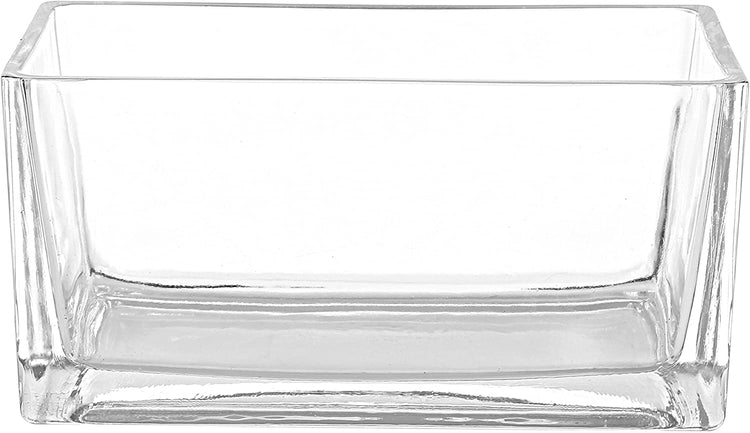 Modern Rectangular Clear Glass Trough Vase, 7.5-Inch Succulent Planter Pot-MyGift