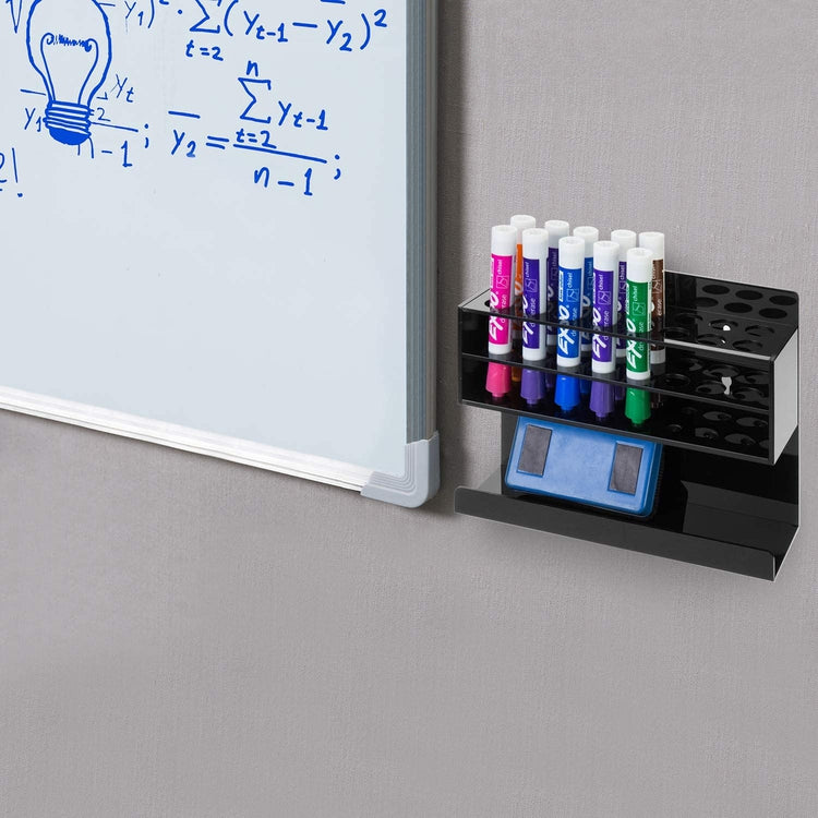 16 Slot Premium White Acrylic Dry Erase Whiteboard Marker Holder with –  MyGift