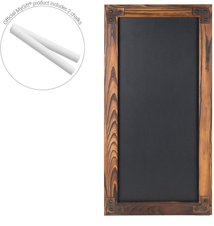 12 X 25-Inch Wall-Mounted Erasable Chalkboard with Dark Brown Wood Frame-MyGift