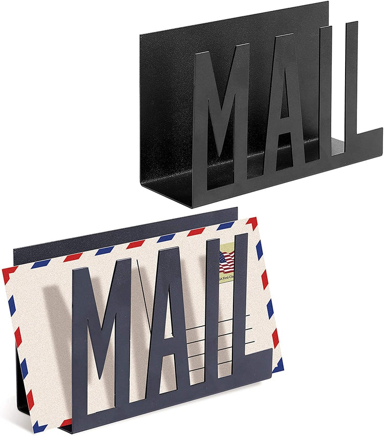 Black Metal Mail Sorter, Desktop Letter Holder, Set of 2 – MyGift