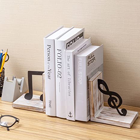 Decorative Bookends for Shelves, Book Holders with Black Metal Wire Ba –  MyGift