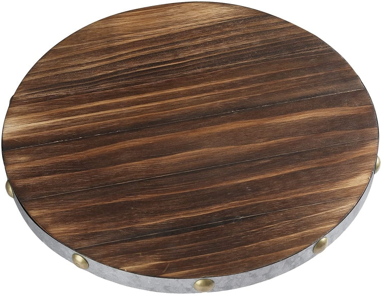 Buy Lazy Susan Turntable With Metal Rails, 12 Multi-wood Rotating Serving  Tray, Wooden Tray, Round Boards Thanksgiving Gifts Online in India 