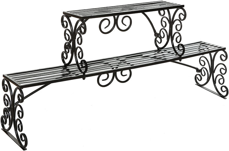 2 Tier Over-the-Sink Black Metal Scrollwork Design Storage Shelf Rack-MyGift