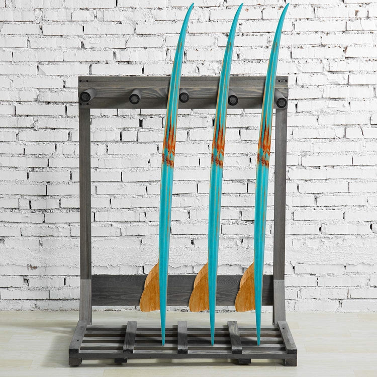 4-Ft Gray Freestanding Vertical Surfboard Storage Rack-MyGift