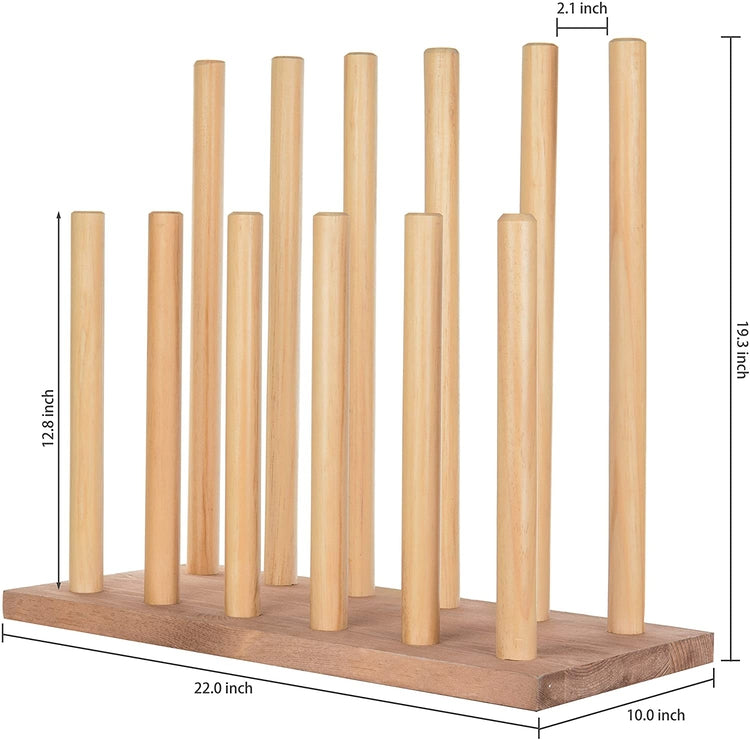 6-Pair Natural Wood Inverted Boot Storage Rack