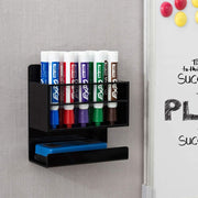 Set of 2, 2-Tier Black Acrylic Wall Mounted 10 Slot Dry Erase Whiteboard Marker and Eraser Holder-MyGift