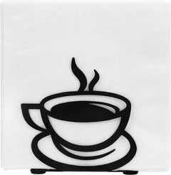 Decorative Coffee Time Mug Design Black Metal Napkin Holder