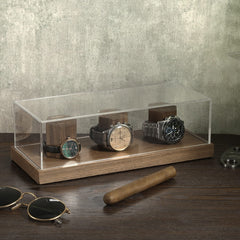 Wristwatch Display Case, Walnut Wood Tabletop Watch Storage