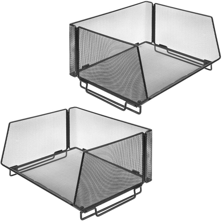 Black Wire Mesh Magnetic Storage Baskets and Office Supply Organizers, Set  of 3