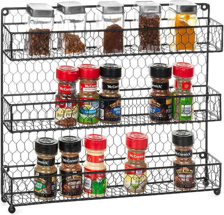 Spice Rack Organizer – Space Saving Wall Mount 5-Tier Wire Shelves for  Pantry or Cabinets – Kitchen Organization and Storage by Home-Complete  (Black)