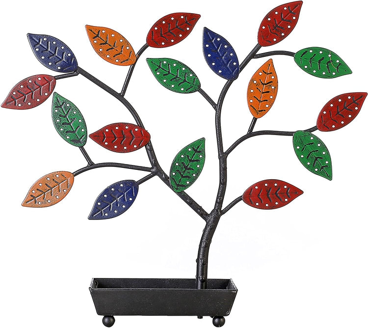 Multicolored Jewelry Tree, Earring Necklace Holder with Ring Dish Tray-MyGift