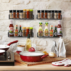 12 inch Black Chicken Wire Wall Mounted Spice Rack Kitchen