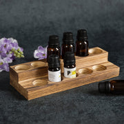 2-Tier Burnt Wood Essential Oil Display Stand, Cosmetic Organizer Rack - Holds up to 11 Bottles-MyGift