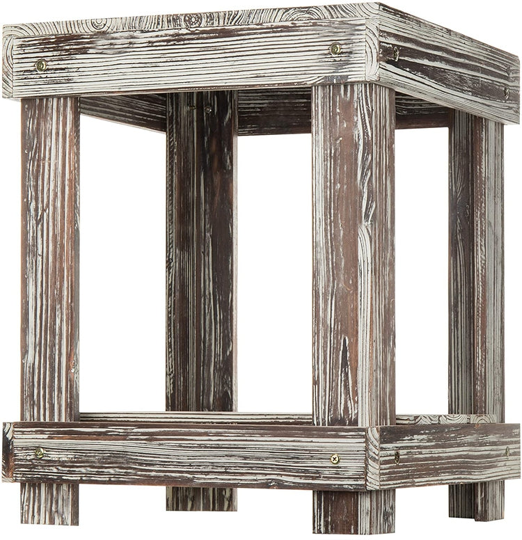 Rustic Torched Wood 2-Tier Accent End Table-MyGift