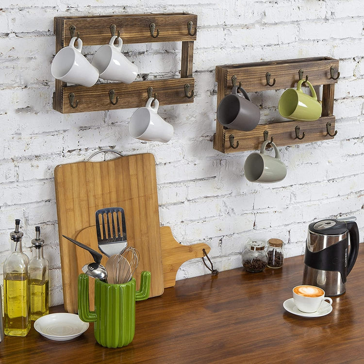 Wall Mounted Coffee Mug Rack Tea Cup Organizer Display Shelf with
