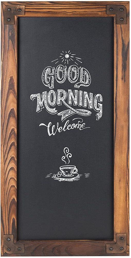 12 X 25-Inch Wall-Mounted Erasable Chalkboard with Dark Brown Wood Frame-MyGift