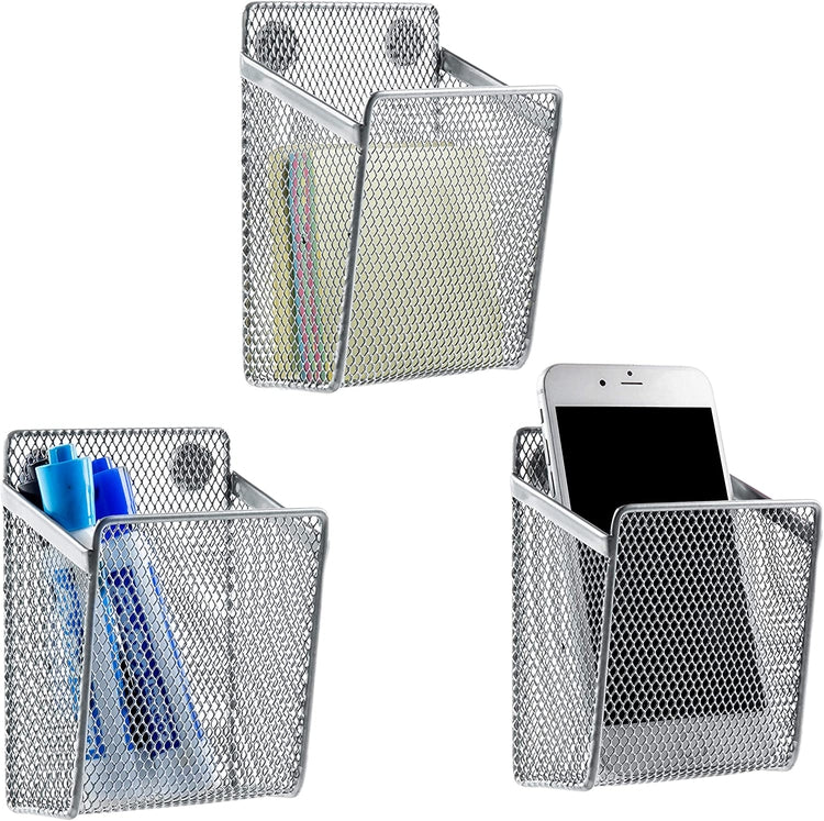 Black Wire Mesh Magnetic Storage Baskets and Office Supply