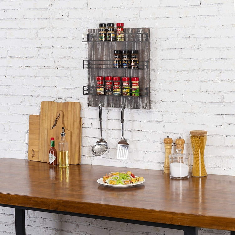 Vintage Faux Bamboo Wood Spice Rack Wall Rack 