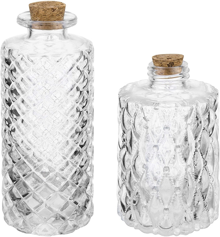 Vintage Embossed Glass Bottle Vases w/ Cork Lids, Set of 4 – MyGift