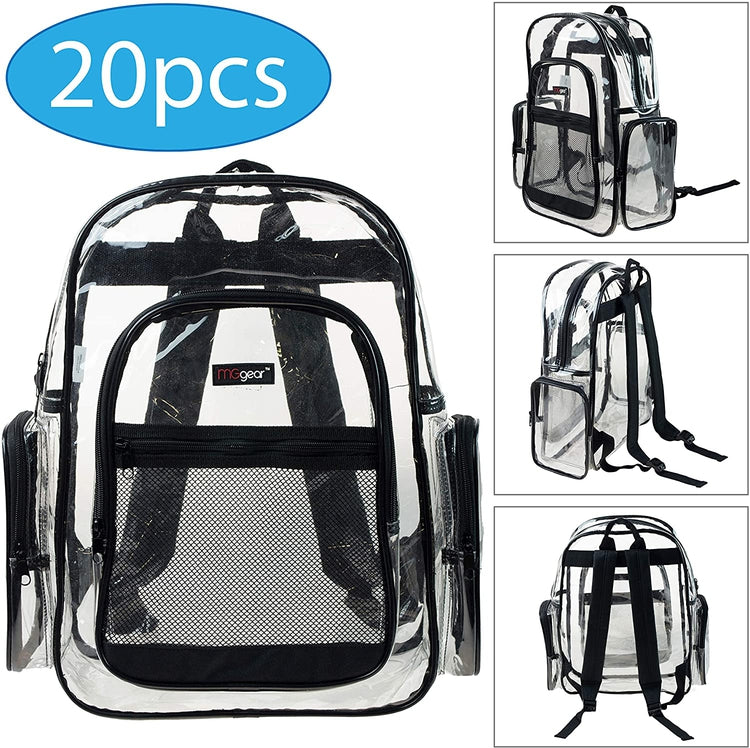 Black Flap PVC Clear Backpacks Cute Transparent Bags with Inner Pouch