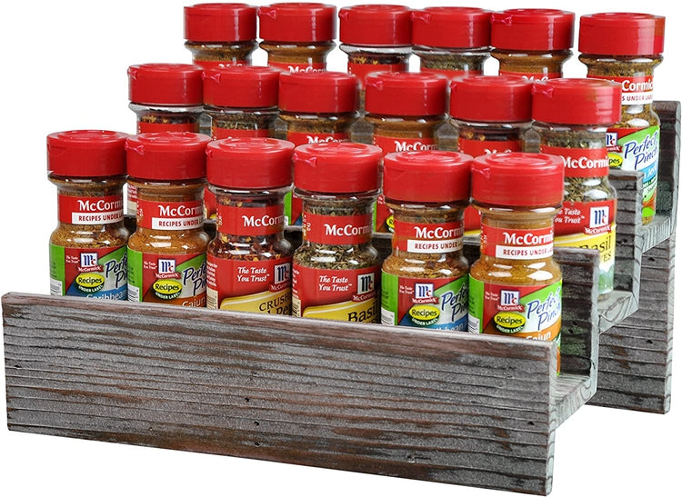 3 Tier Distressed Wood Spice Rack Storage Organizer Shelf-MyGift