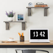 Set of 2, 17-Inch Rustic Gray Wood Wall-Mounted Shelves-MyGift