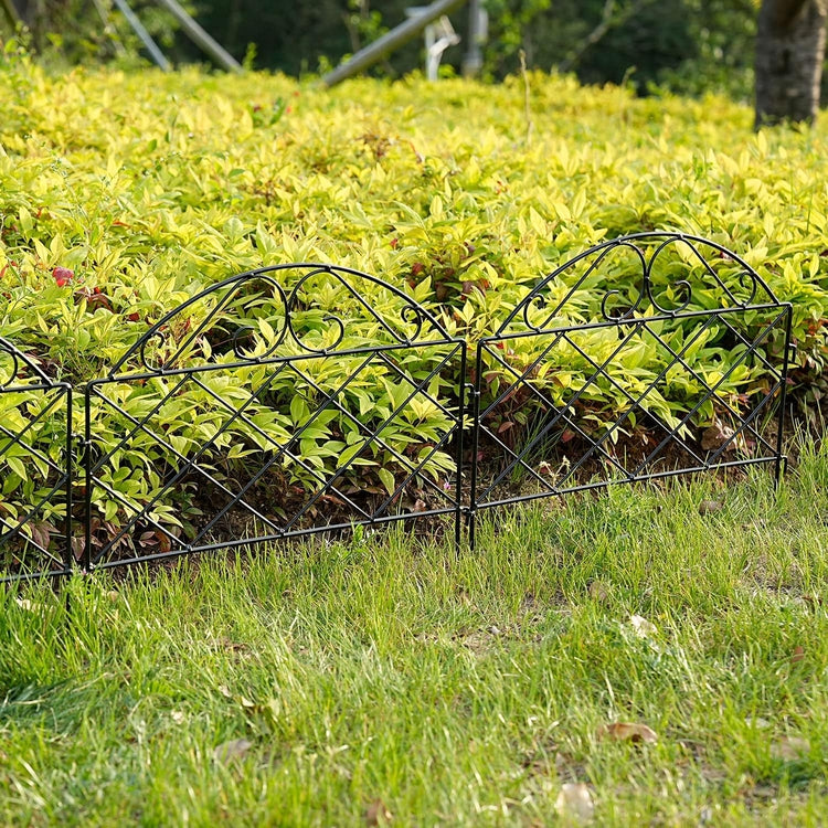 Set of 4, Scrollwork Matte Black Metal Wire Linking Trellis, Lattice Support Stakes for Climbing and Crawling Plants-MyGift