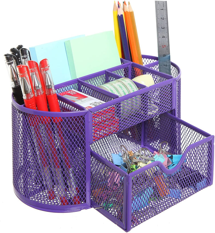 School Desk Pen Caddy Organizer - 4 Piece Set School Equipment Storage  Holder