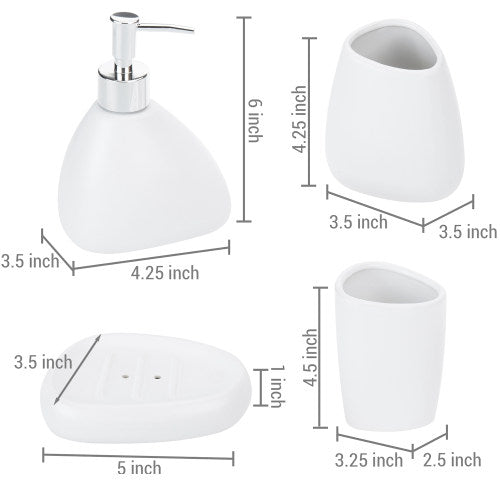 Modern Silver Ceramic Bathroom Accessory Set – MyGift