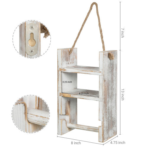 Whitewashed Wood Ladder Style Shelf w/ Toilet Paper Holder – MyGift