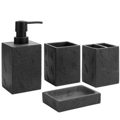 Marble Style, Dark Wood Rectangular Bathroom Accessories Set with Pump –  MyGift