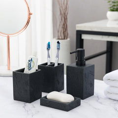 Marble Style, Dark Wood Rectangular Bathroom Accessories Set with Pump –  MyGift