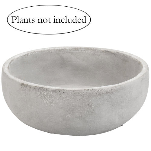 Minimalist Round Gray Cement Succulent Planter Bowl, 8 Inch Size-MyGift