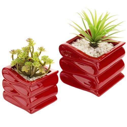 Chonsun Ceramic Planter 6 Inch Plant Pots Indoor Oudoor Planter Flower Pots  Succulent Plant Pots Mid-Century Planter Ceramic Red Gnomes - Yahoo Shopping