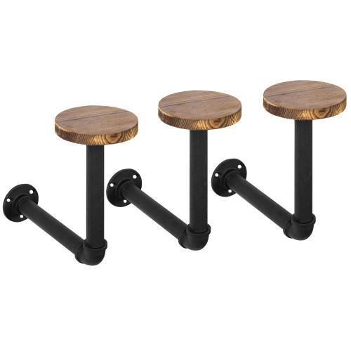 Metal Pipe & Wood Wall Mounted Hat & Wig Holder, Set of 3 - MyGift